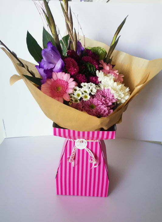 Hand-tied aqua bouquet